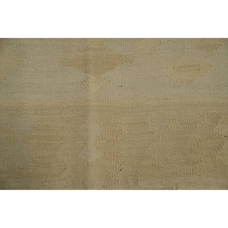 Hand Woven Oriental 100% Wool Carpet Southwestern Tribal Beige & Ivories Kilim Area Rug - 8' 0'' X 4' 9''