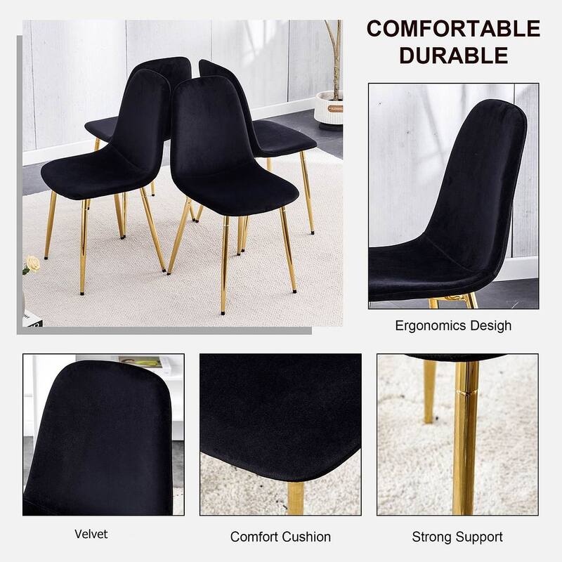 Modern Dining Room Kitchen Dining Chair with Black Metal Legs