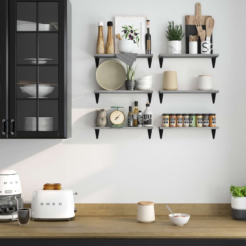 Wallniture Arras 17x4.5" Floating Bookshelves, Hanging Shelves for Living Room, Farmhouse Decor, Custom Finish and Piece Options
