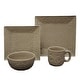 preview thumbnail 8 of 7, HiEnd Accents Savannah Ceramic Floral Damask Dinnerware Set, 16PC Taupe