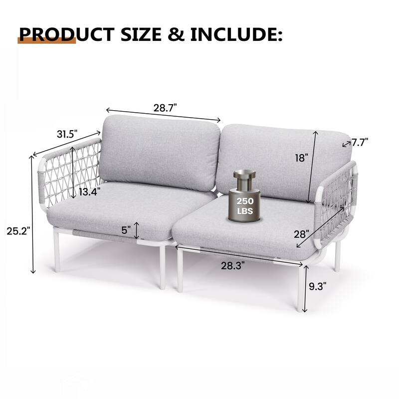 VredHom Outdoor Patio Aluminum PE Rattan Sectional Sofa Free Combination Conversation Seating Sets with Cushions