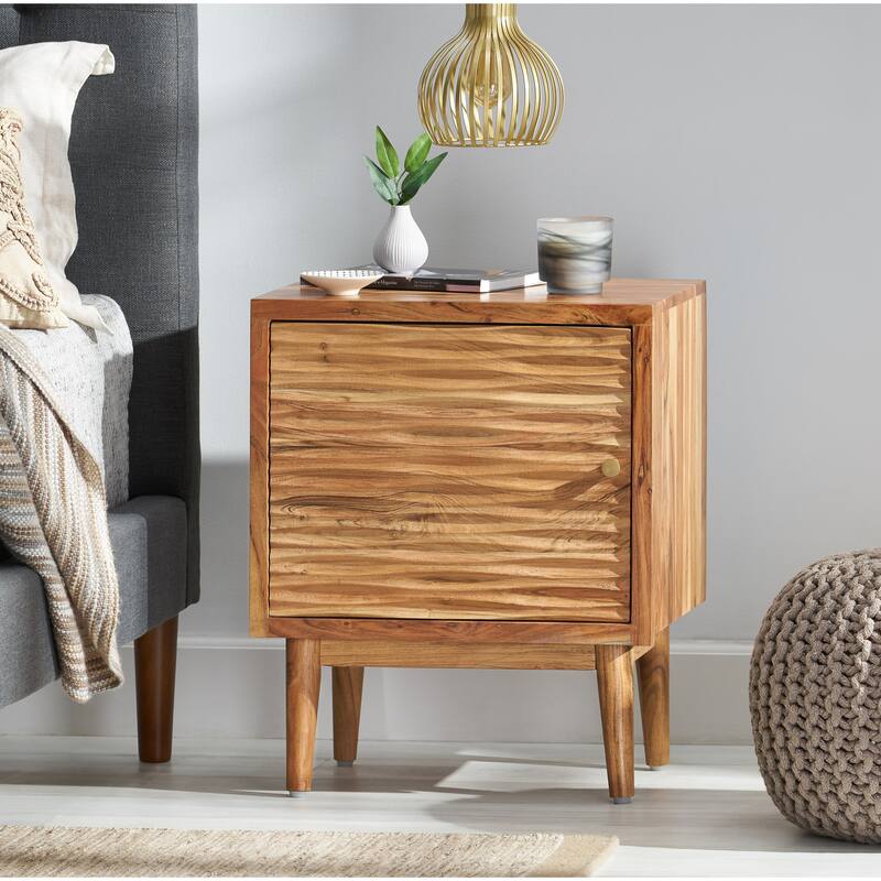 Classic 1-Door Bedside Cabinet - Compact Storage for Bedroom - Natural