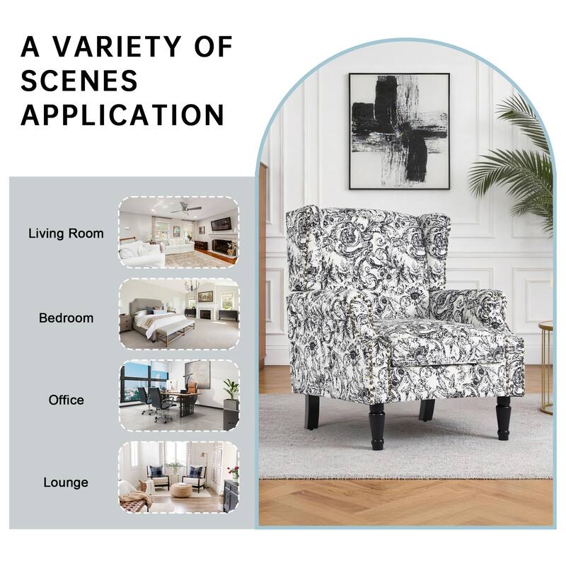 Wingback Accent Chair Nailhead Trim Living Room Reading Chair