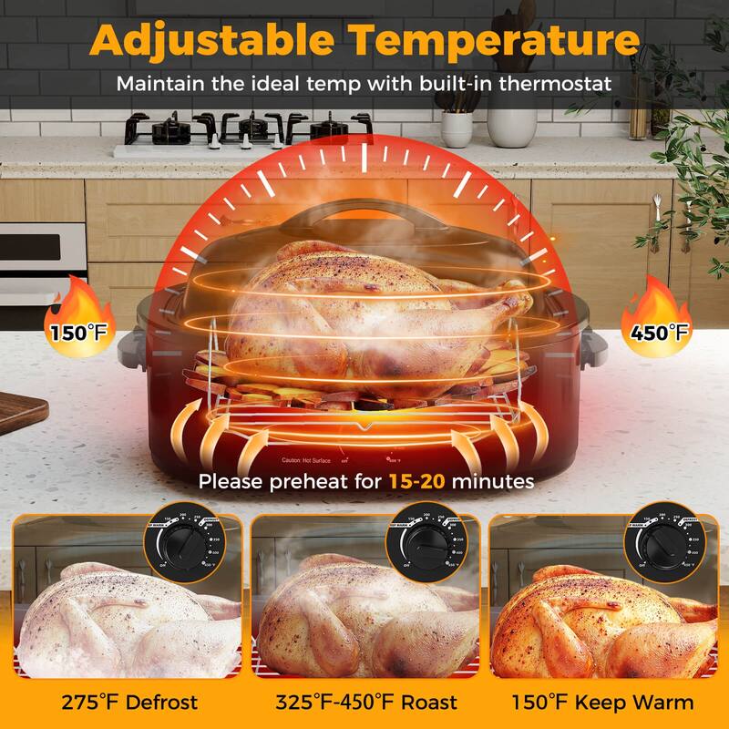 Costway 18 QT Electric Roaster Oven with Self-Basting Lid, Removable - See Details