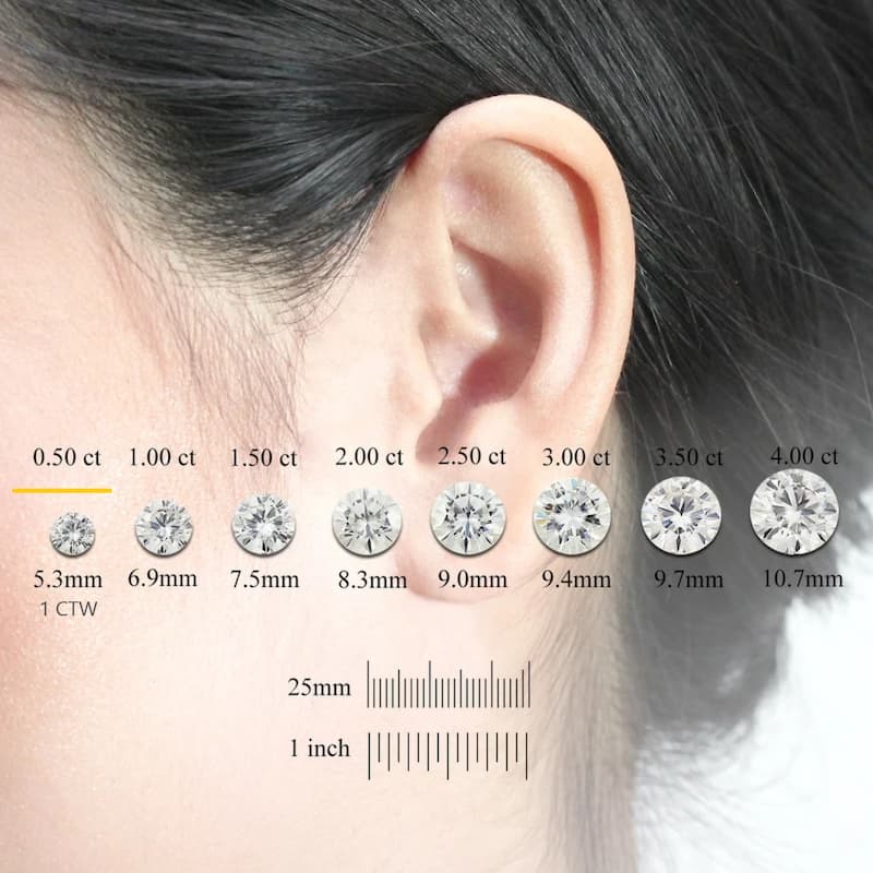 Auriya 1ctw Round Moissanite Stud Earrings 14k Gold - 5 mm