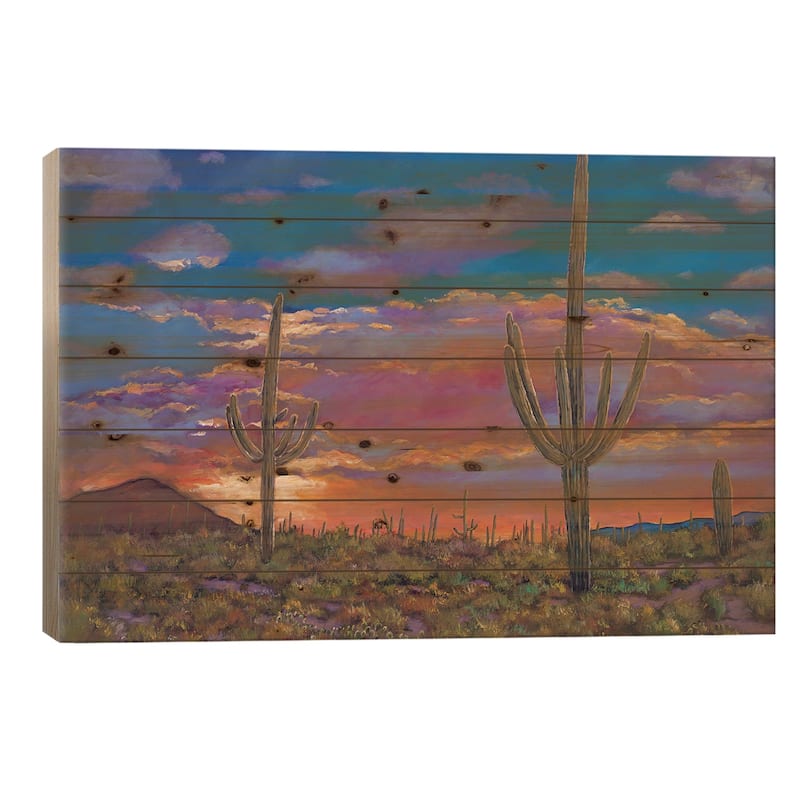 Southern Arizona Evening Print On Wood by Johnathan Harris - Multi-Color - 18x26x1.5