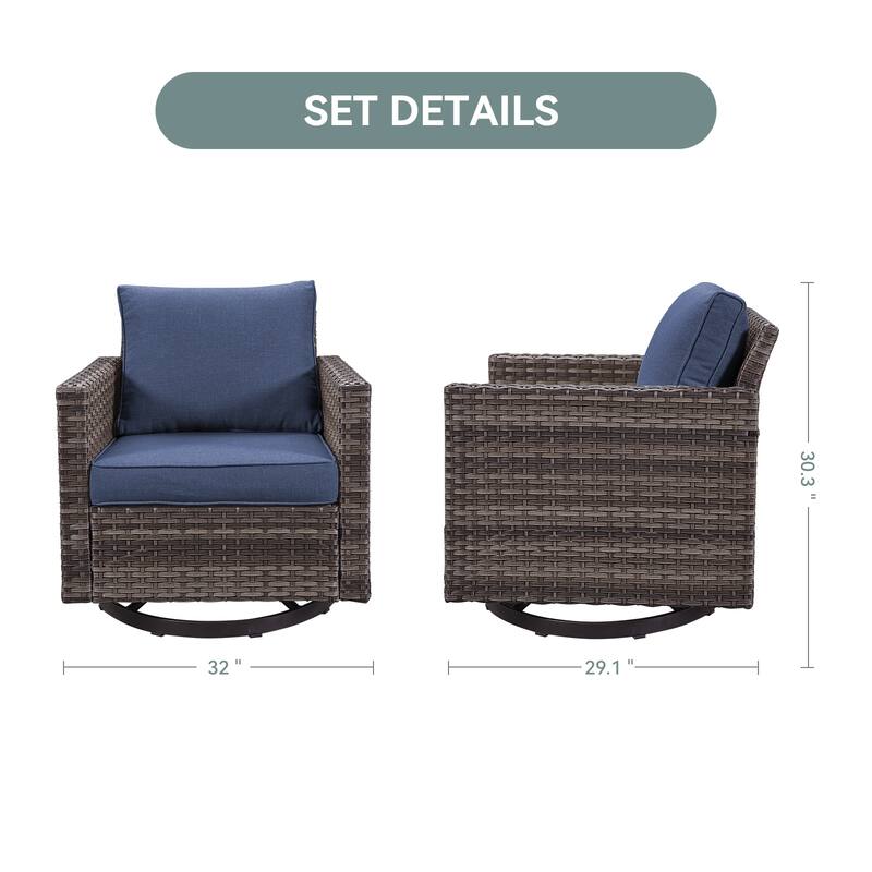 Gymojoy Wicker Swivel Glider Chair with 4 inch Olefin Cushions