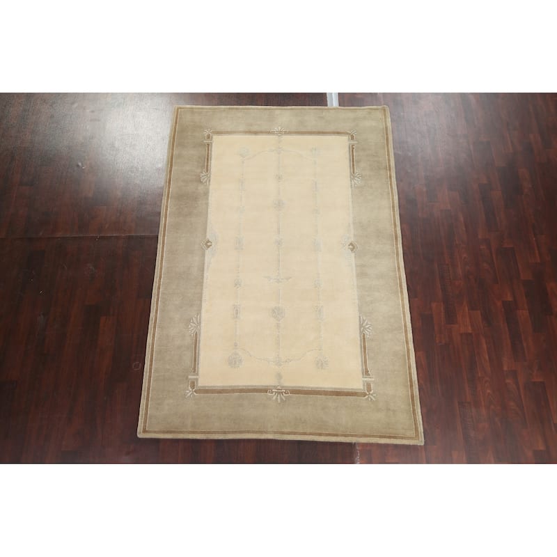 Nepalese Vegetable Dye Oriental Area Rug Wool Hand-knotted Carpet - 6'1" x 9'0"