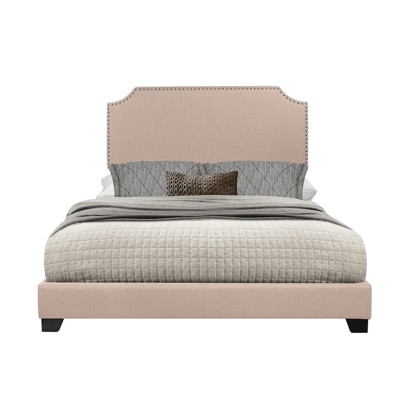 Wyman Beige Fabric Upholstered Panel Bed - King