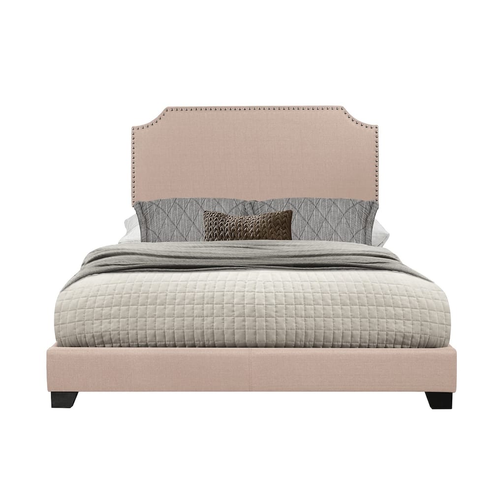 Wyman Beige Fabric Upholstered Panel Bed