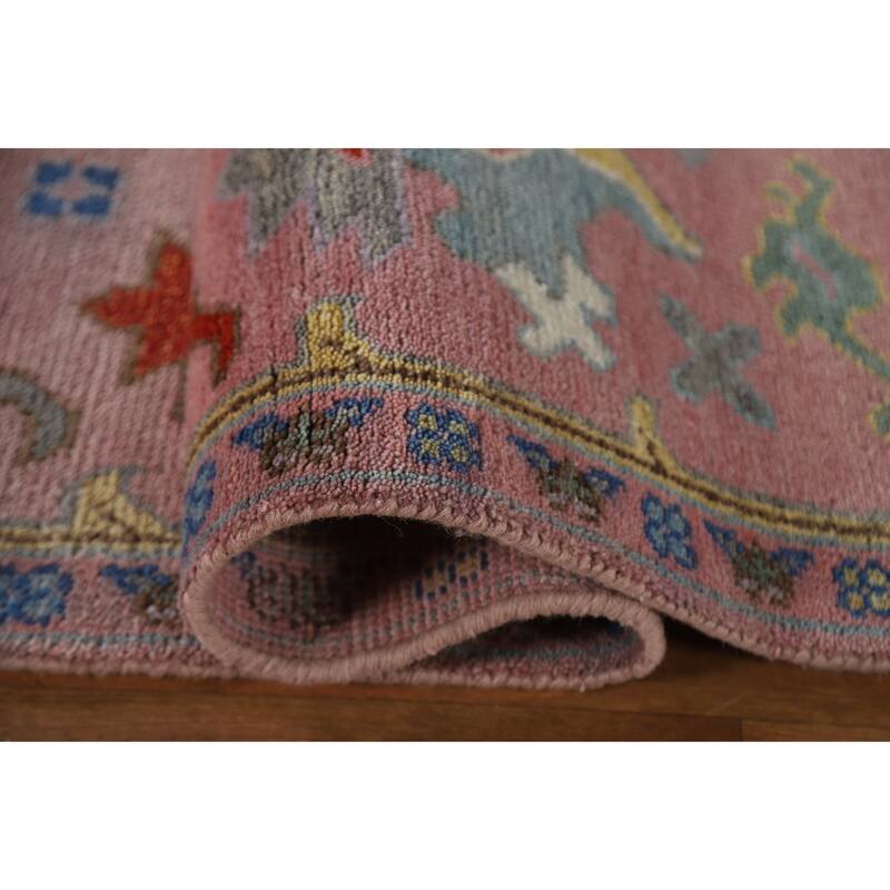 All-Over Pink Oushak Oriental Area Rug Handmade Wool Carpet - 8'1"x 9'11"