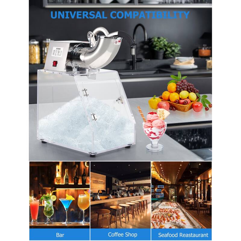 350W Commercial Ice Crusher 440Lbs/H w/ Dual Blades & 40L Storage