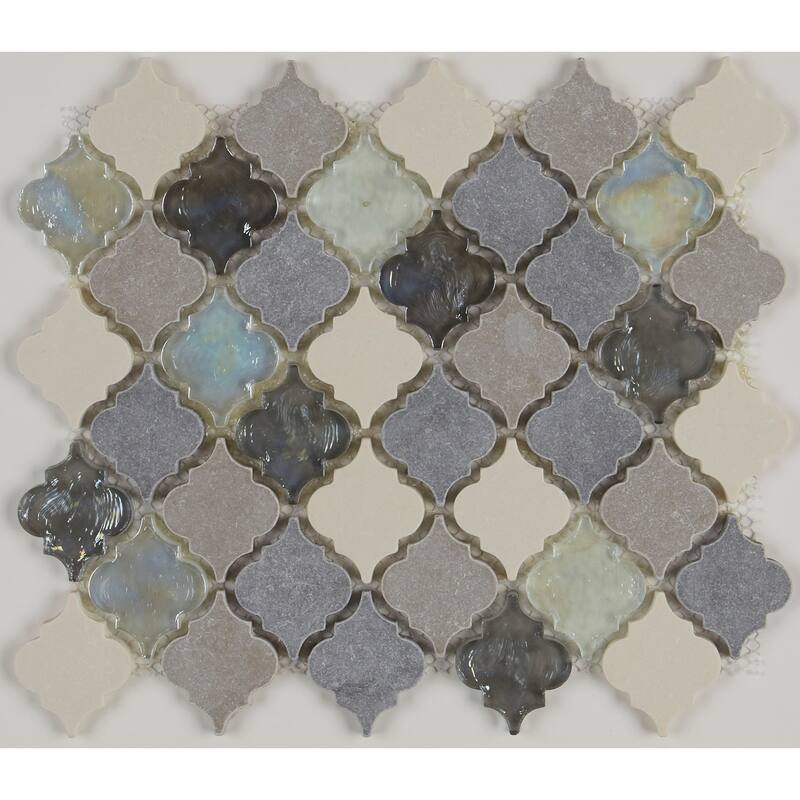 Decorative Stone Accent 2-inch Baroque Mosaic Tile in Gris et Blanc - 12.75x12