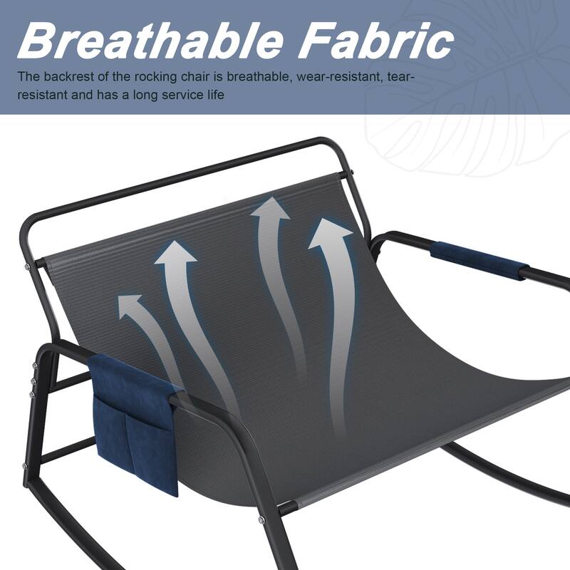 Rocking Chair with Storage, Cushions & Armrests, All-Season Comfort Lounge Recliner, Breathable Ergonomic Lounge Chair
