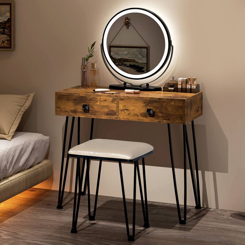 Vanity Table Set with Lighted Mirror