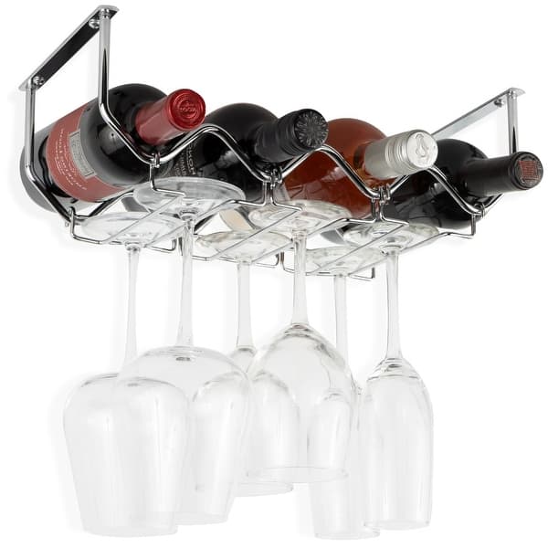 Wallniture Piccola Under Cabinet Wine Bottle Holder And Stemware Rack Overstock 33133448