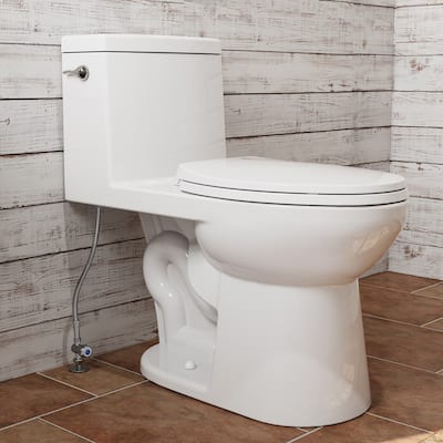 HOROW One-Piece 1.28 GPF Single Flush Elongated ADA Chair Height Traditional Toilet with Map Flush 1000g