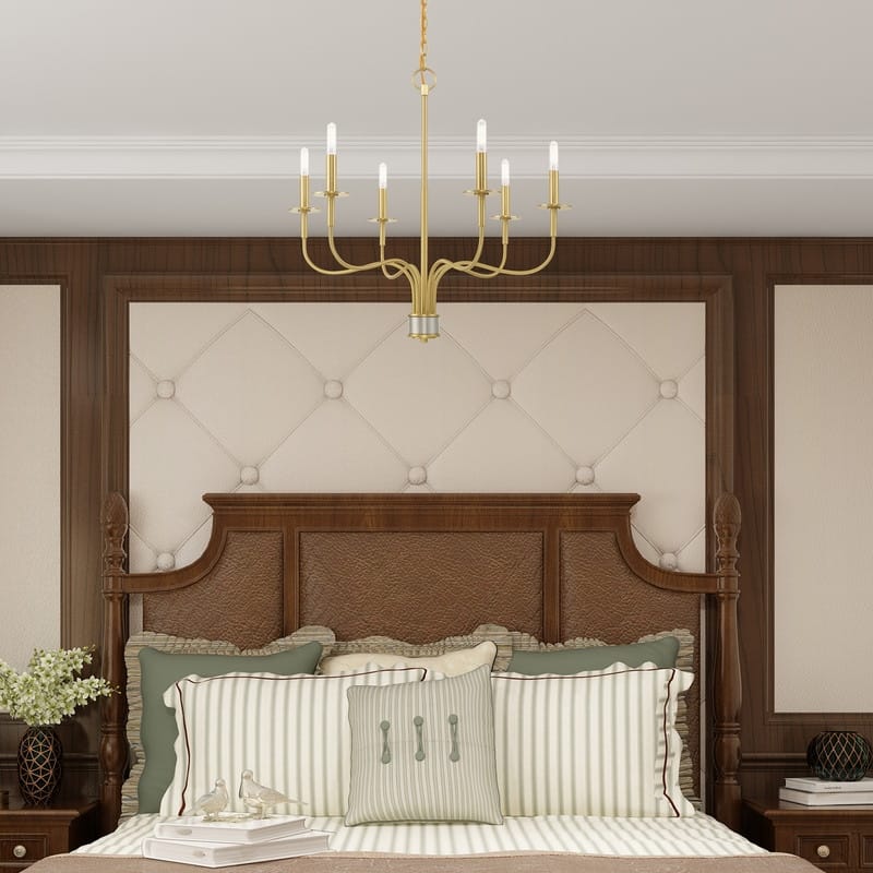 Livex Lighting 6-light Satin Brass Mini Chandelier, 51326-12 - 26"Dia. x 25"H