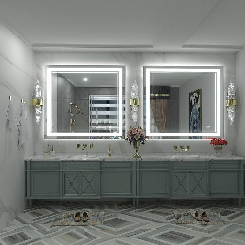 KIOTEE Frameless Front lit LED Lighted Anti-Fog Tempered Glass Bathroom Vanity Mirror with ETL and 3-Year Warranty