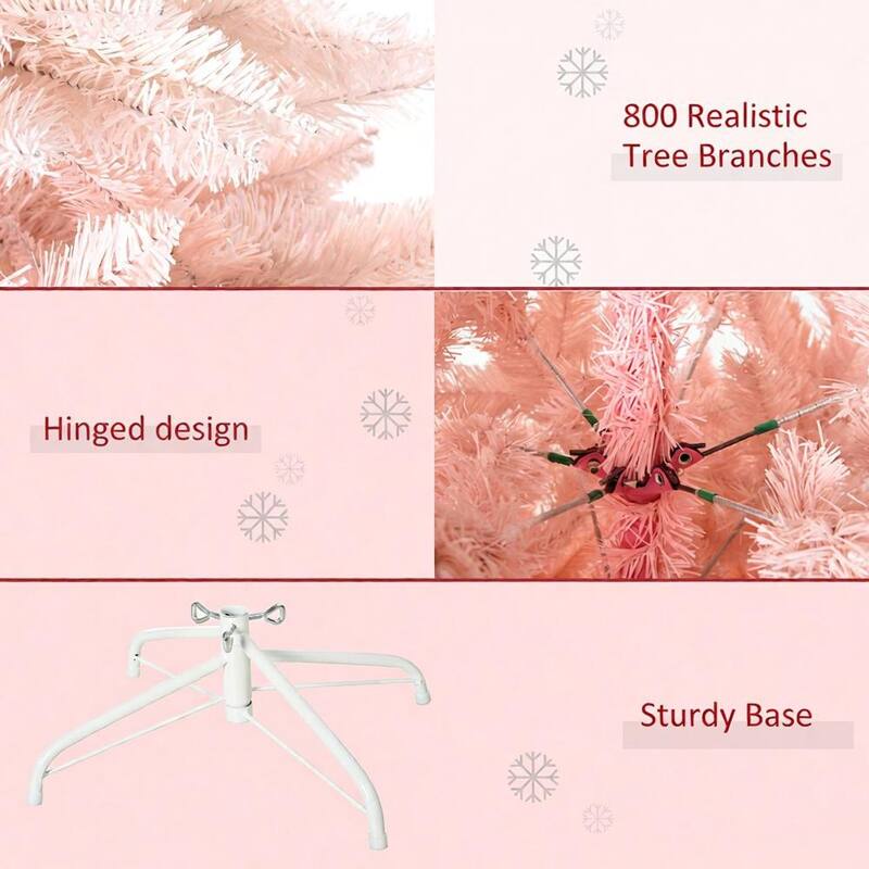Christmas Tree,Spruce Artificial Christmas Tree with Realistic Branches and 800 Tips - Pink