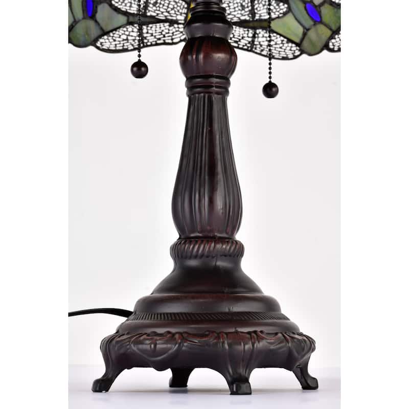 Copper Grove Simeonov Tiffany-style Blue Dragonfly Table Lamp