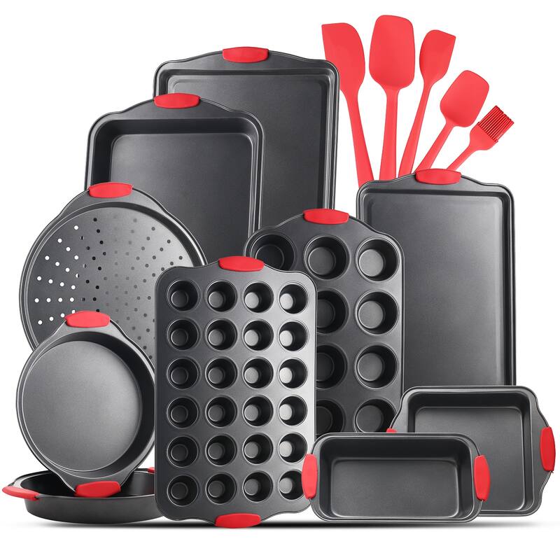 JoyTable Bakeware Set - Nonstick Bakeware Set With Silicone Handles & Utensils - 2 Piece Set - Black