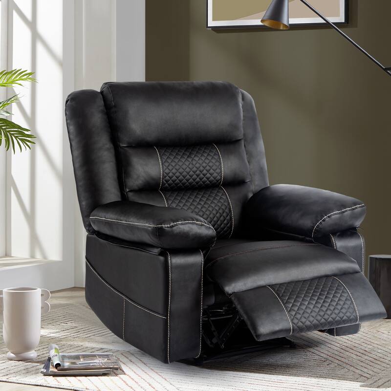 PU Leather Manual Recliner Chair with FullBody Massage, Lumbar Heating