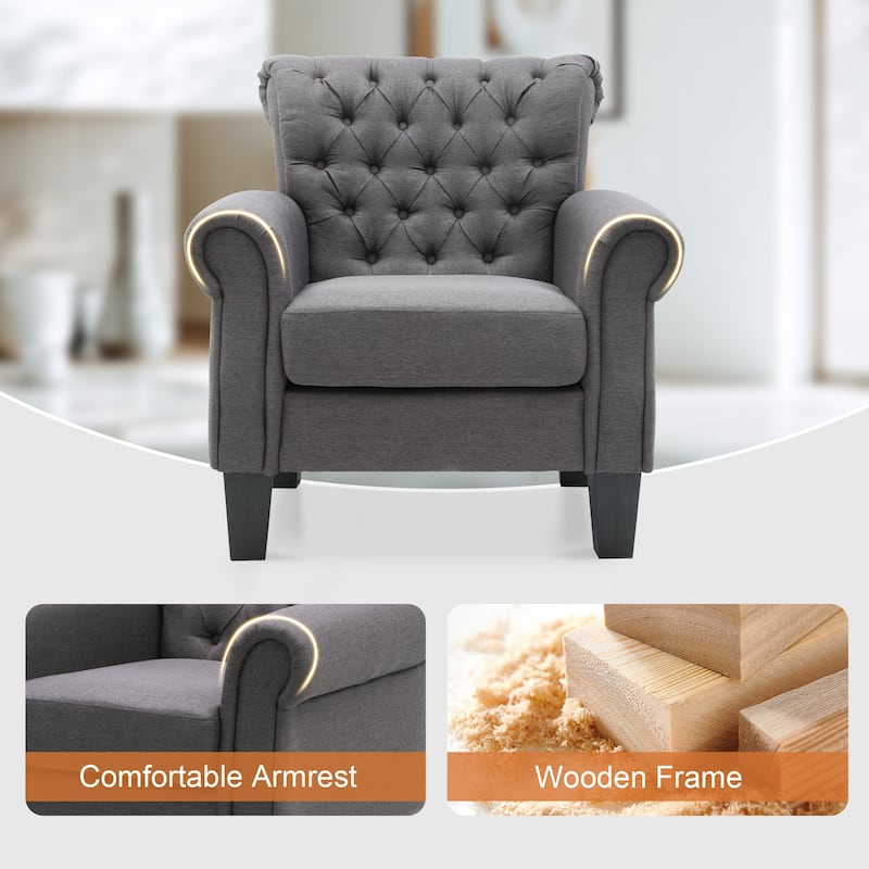 Accent Club Chair Comfortable Single Sofa Chair Indoor Seating with Arms & Padded Seat