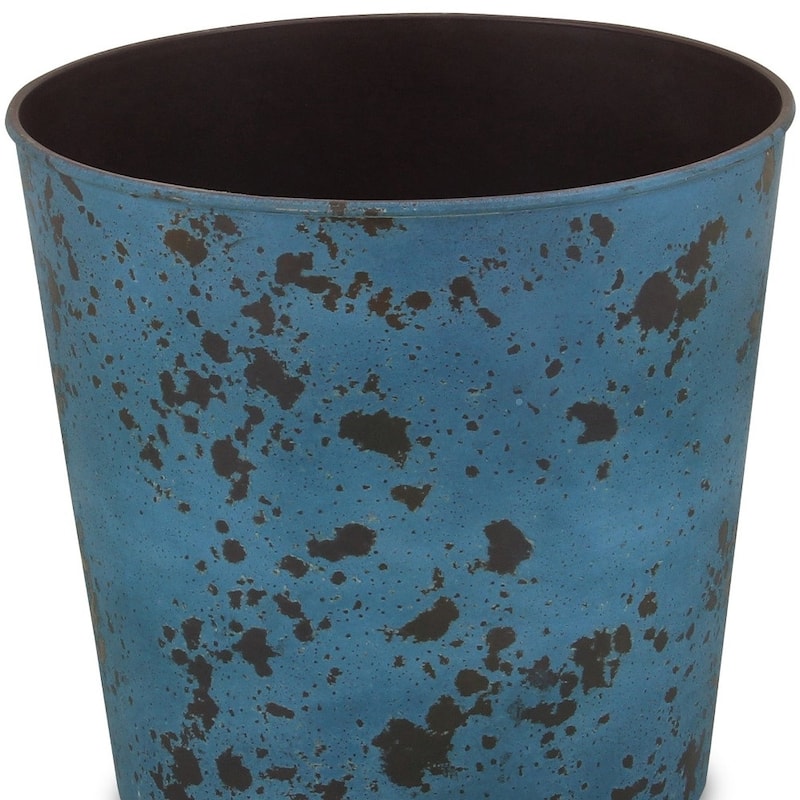 HomeRoots 11" Blue Recycled Plastic Indoor Outdoor Round Pot Planter