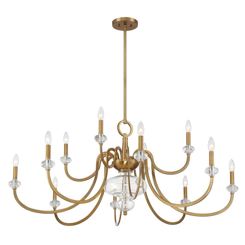 Warm Brass 12 Light Chandelier from the Bergdorf Collection