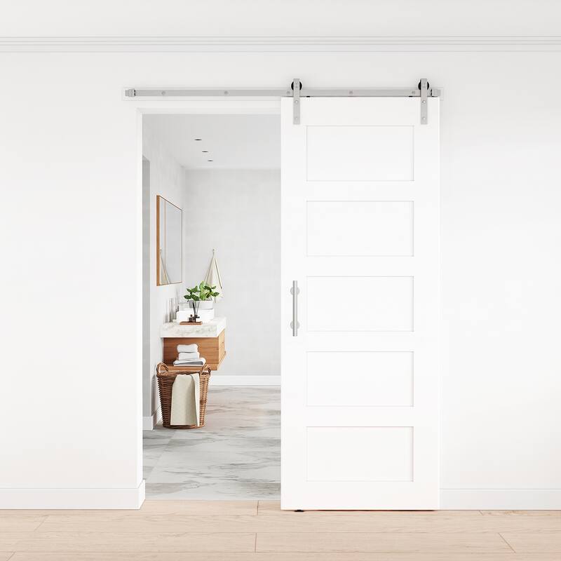 WINSOON 12" Stainless Steel Sliding Barn Door Handle Hardware with Flush Finger Pull Rectangle Pull and Flush Barn Door Handle