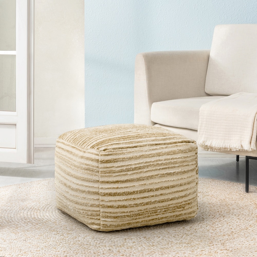 Jani 22-inch Ottoman Pouf - Handcrafted Handmade Round Ottoman for Seating, Footrest, Home Decor for Living Room, Bedroom