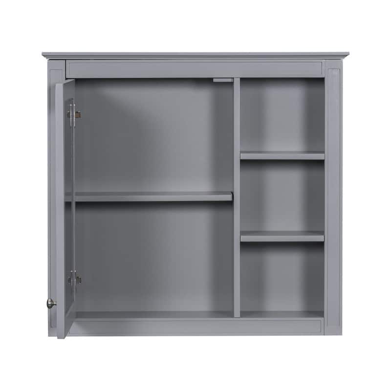 30'' x 28'' Wall Mounted Storage Cabinet for Bathroom,Mirror Cabinet with 3 Open Shelves