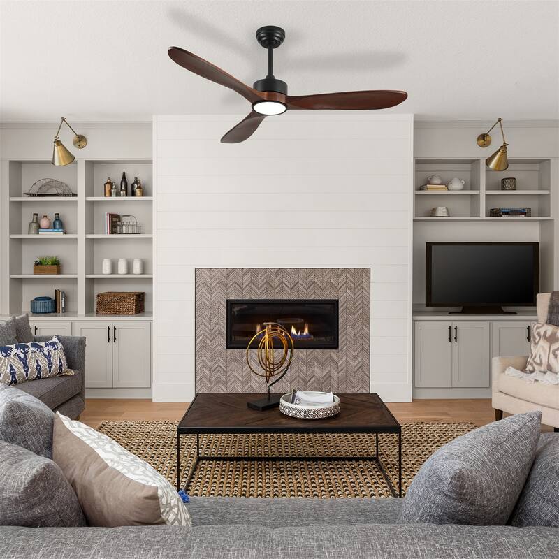 52" Ceiling Fan with Light and Remote Control, 6-speed Reversible DC Motor