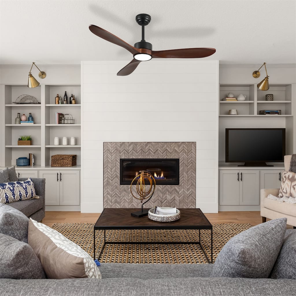 52" Ceiling Fan with Light and Remote Control, 6-speed Reversible DC Motor