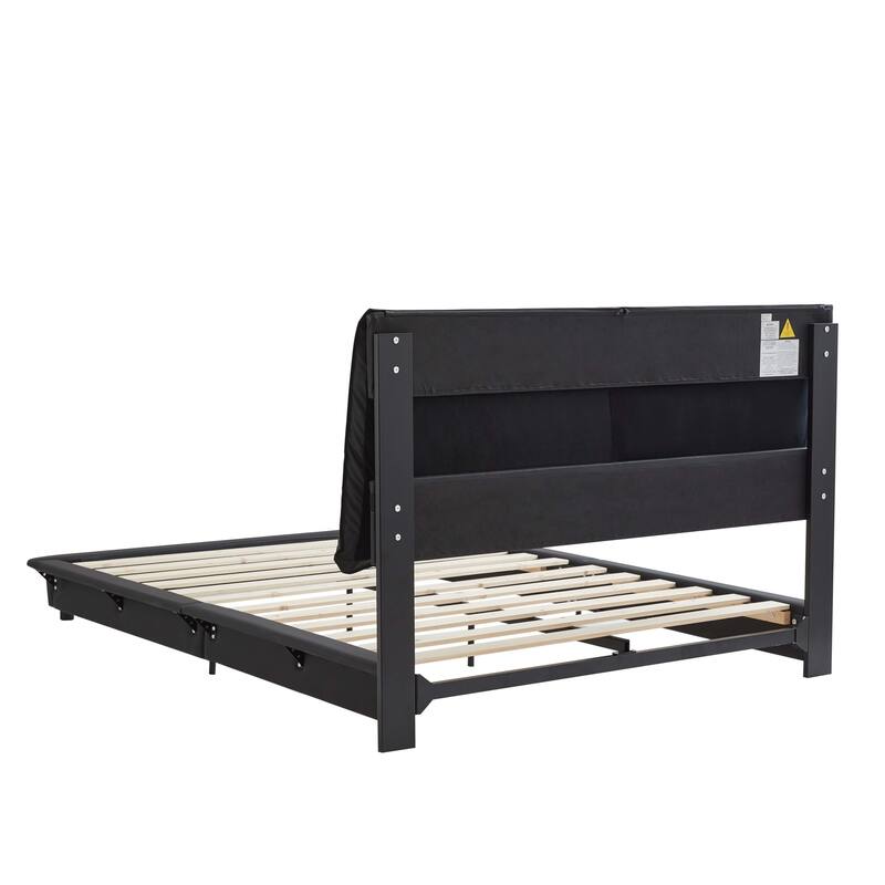Floating Bed Frame Low Profile Bed Upholstered Platform Bed