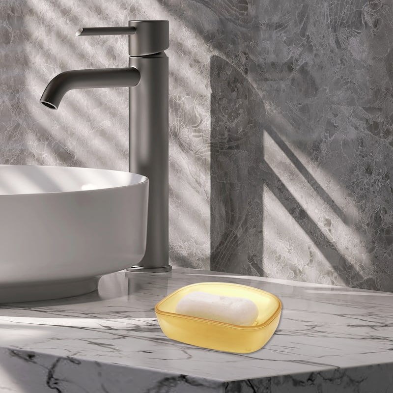 Waterproof with Cover Soap Holder for Bathroom 5.51"x4.13"x1.65" 1 Pc - Yellow