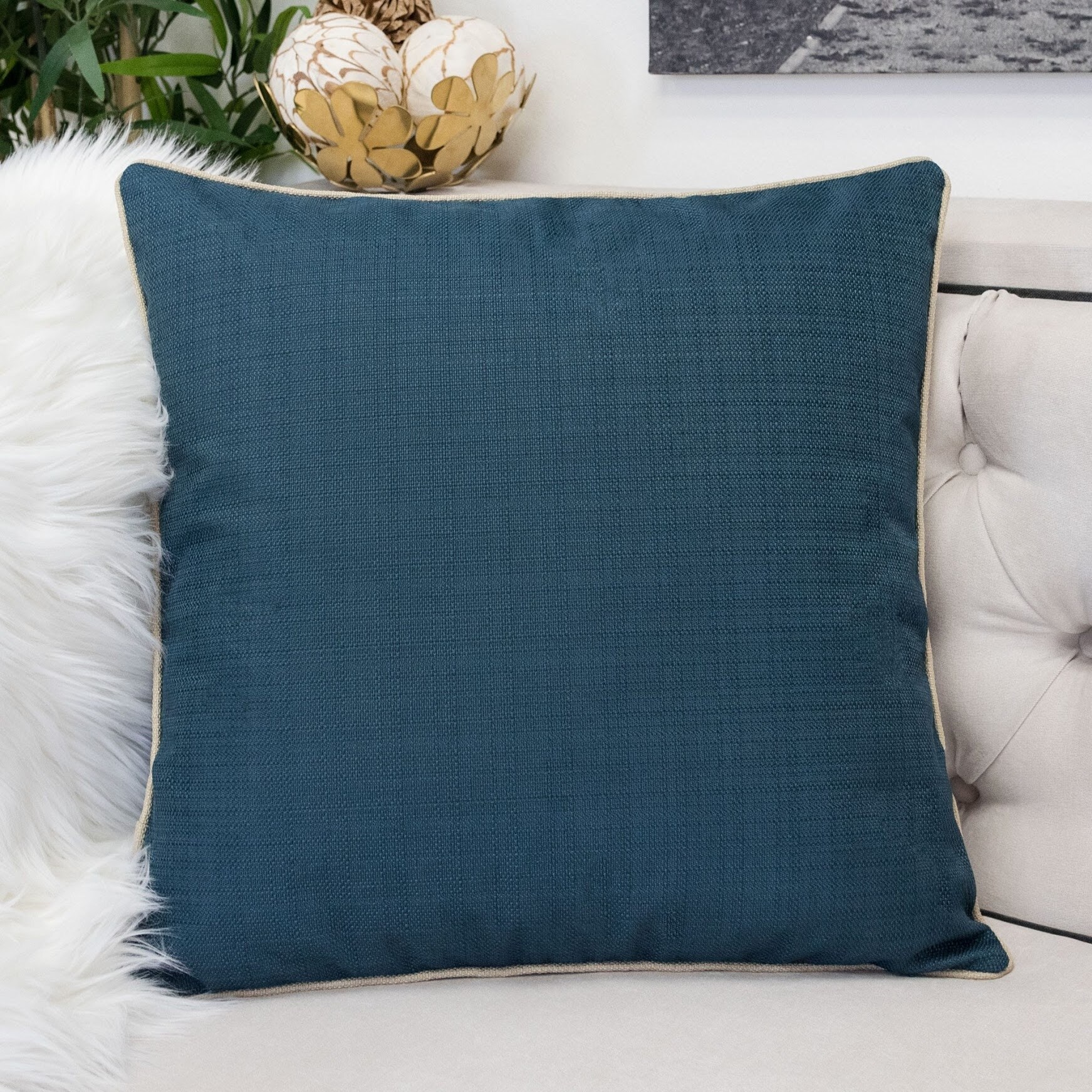 Homey Cozy Velvet Solid Throw Pillow Cover & Insert - Set of 2
