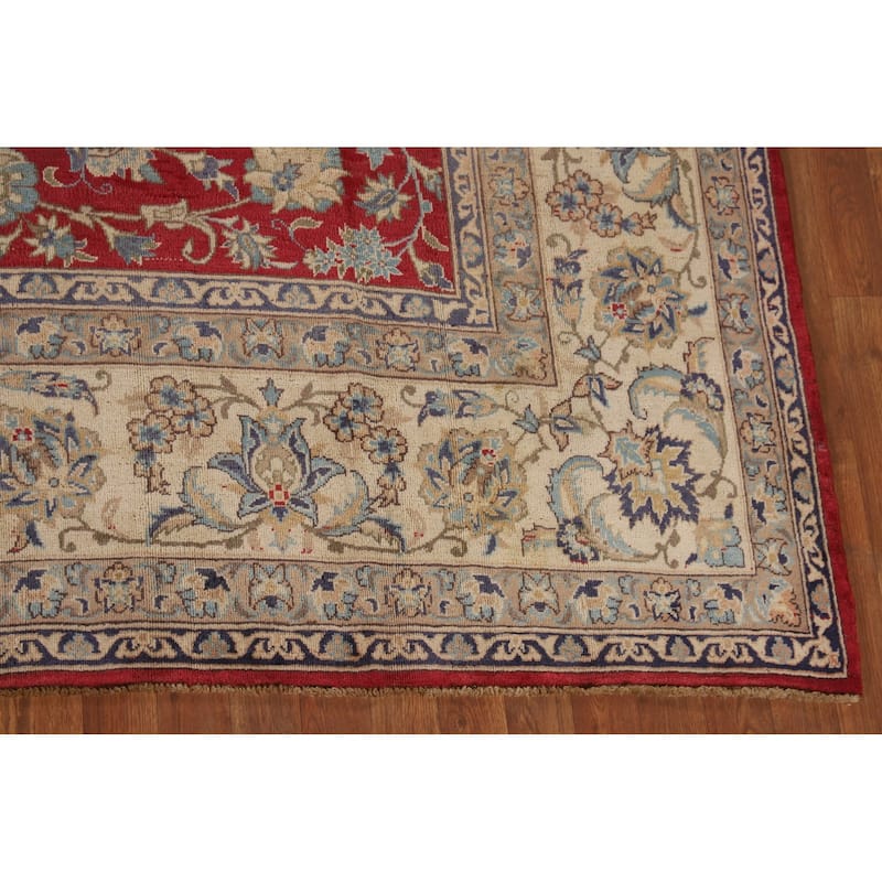 All-Over Floral Tabriz Persian Antique Area Rug Handmade Wool Carpet - 8'6"x 12'0"