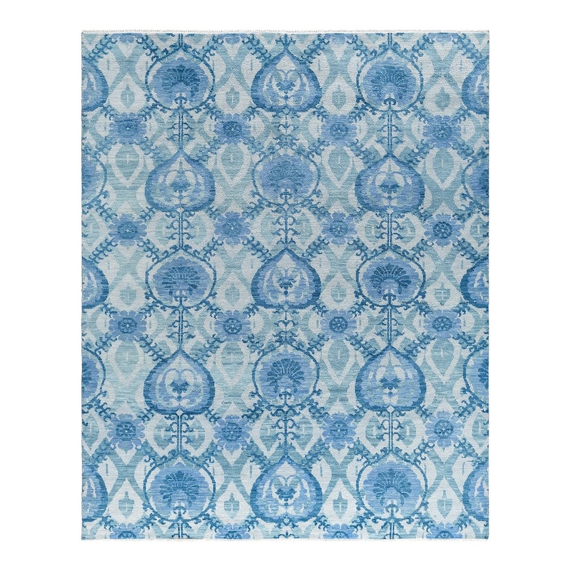 Modern One-of-a-Kind Handmade Area Rug - Gray, 7' 10" x 9' 10" - 7' 10" x 9' 10"