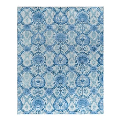 Modern One-of-a-Kind Handmade Area Rug - Gray, 7' 10" x 9' 10" - 7' 10" x 9' 10"