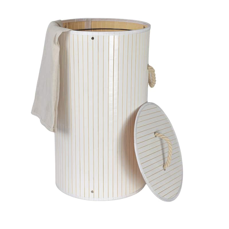 Household Essentials Bamboo Laundry Hamper with Handles and Removable Laundry Bag