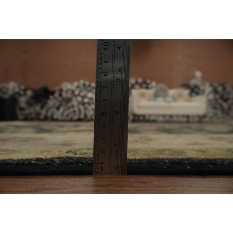 Hand Knotted Oriental 100% Wool Carpet Traditional All-Over Black Peshawar Area Rug - 9' 1'' X 5' 11''
