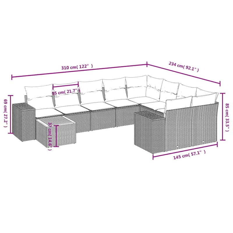 vidaXL Garden Sofa Set Black