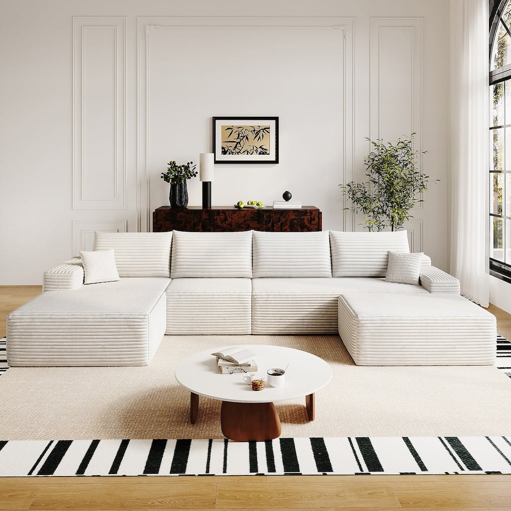 135-in Casual White 4 -seater Left Reclining Sectional - 8' x 10'