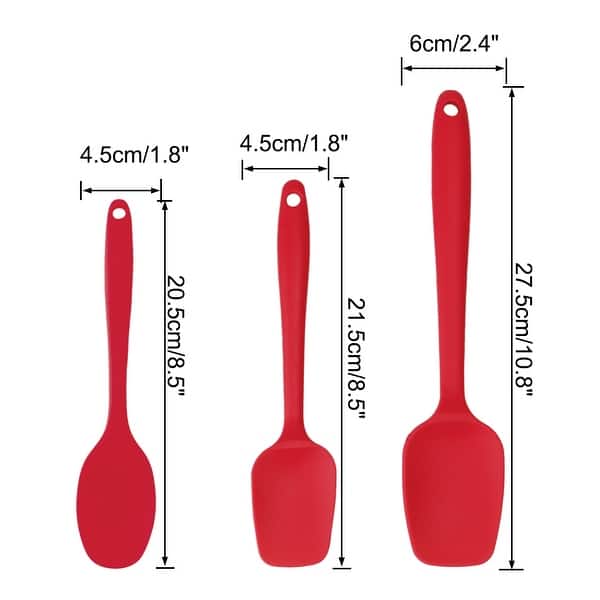 Red Kitchen Utensils Set, Silicone 7 Piece Cooking Set Rubber Spatulas and  Spoons