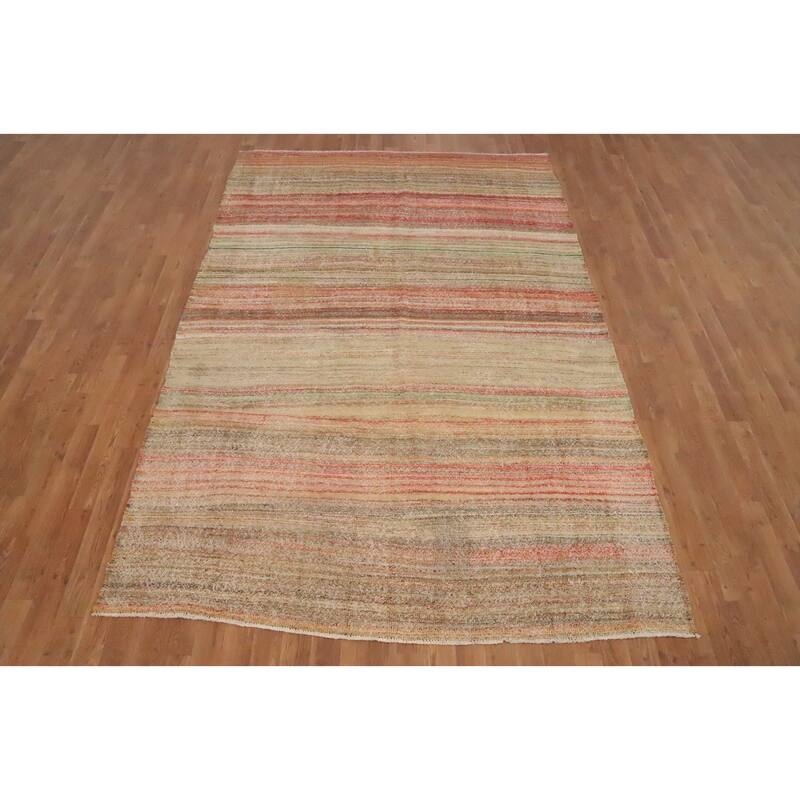 Hand Woven Oriental 100% Wool Carpet Southwestern Tribal Multi-Colored Kilim Area Rug - 9' 1'' X 5' 11''