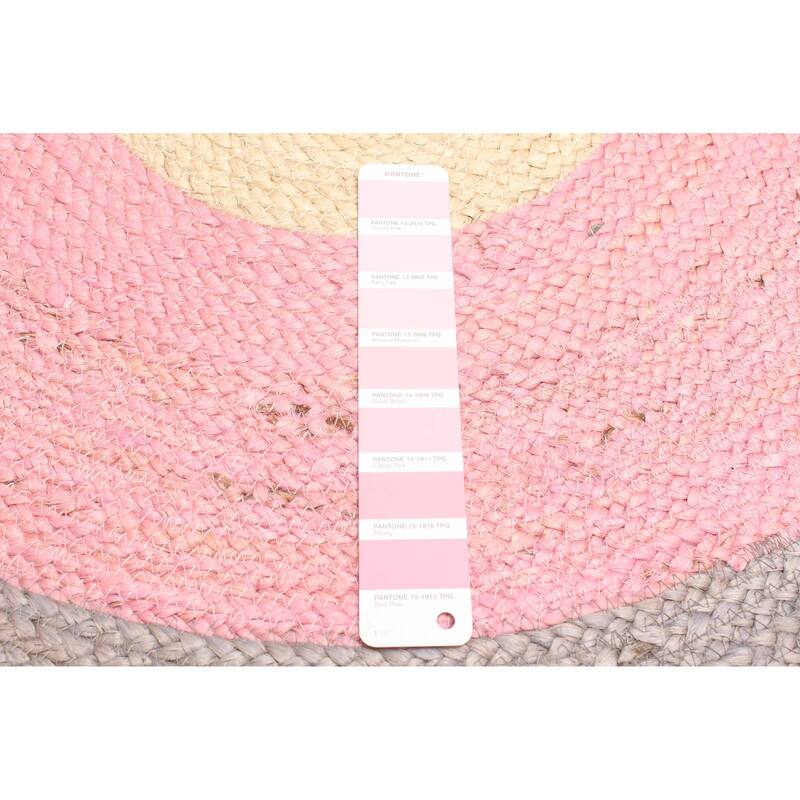 ECARPETGALLERY Braided Weave Palas Denizli Dark Pink Jute Rug - 3'0 x 3'0