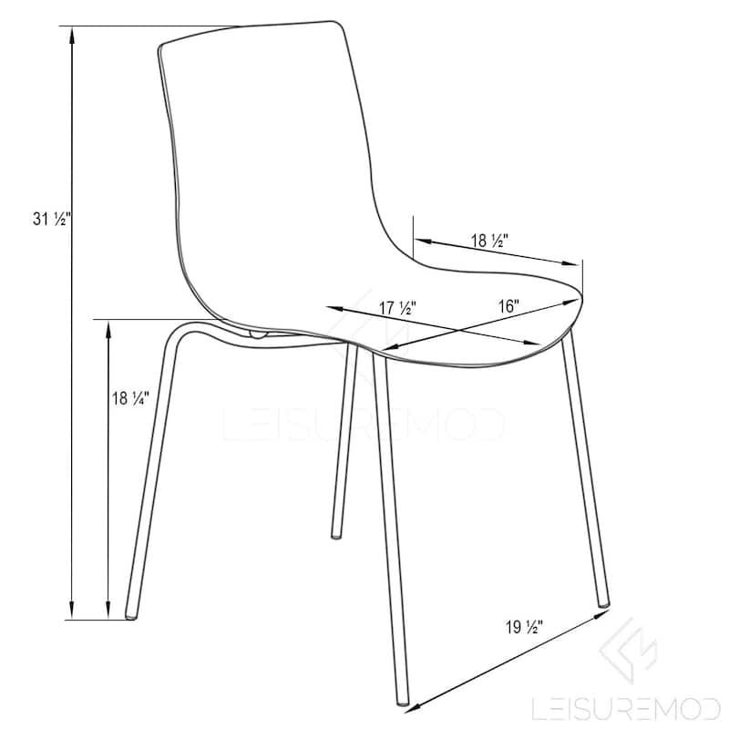 Plastic Dining Side Chair With Chrome Base Set of 4 Astor Series