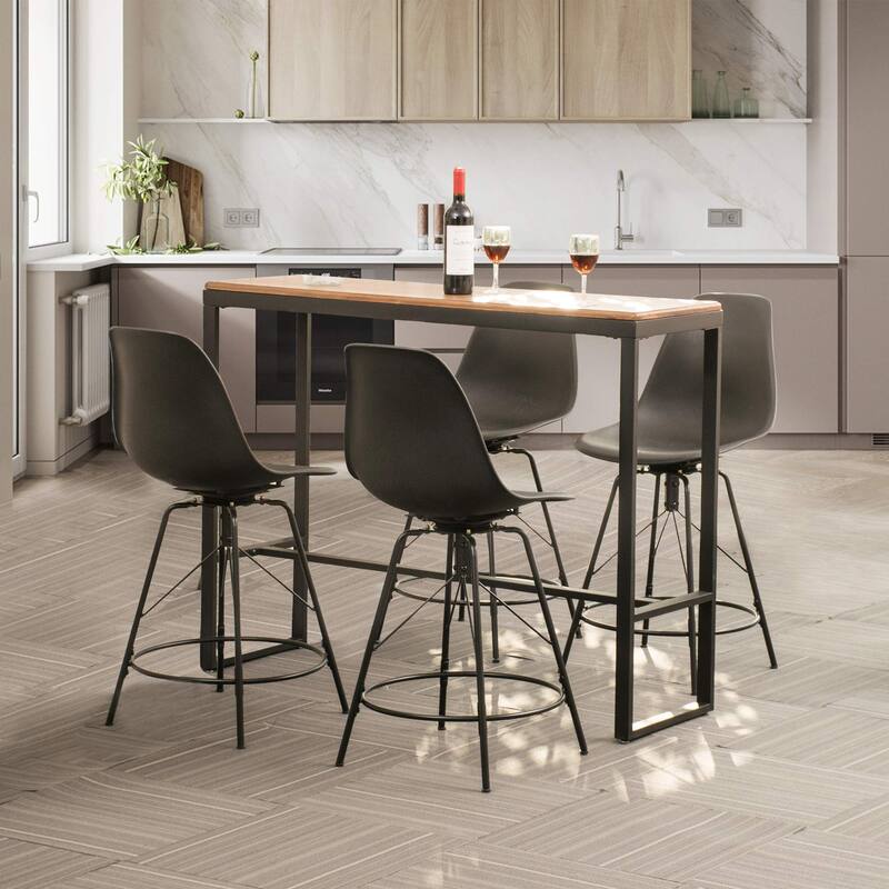 Bar Stools Counter Height Stools Bar Plastic Seat Swivel Chairs Set of 4